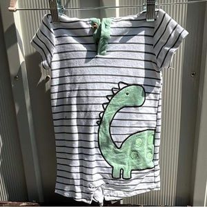 White NWT Dinosaur with black stripes size 18M